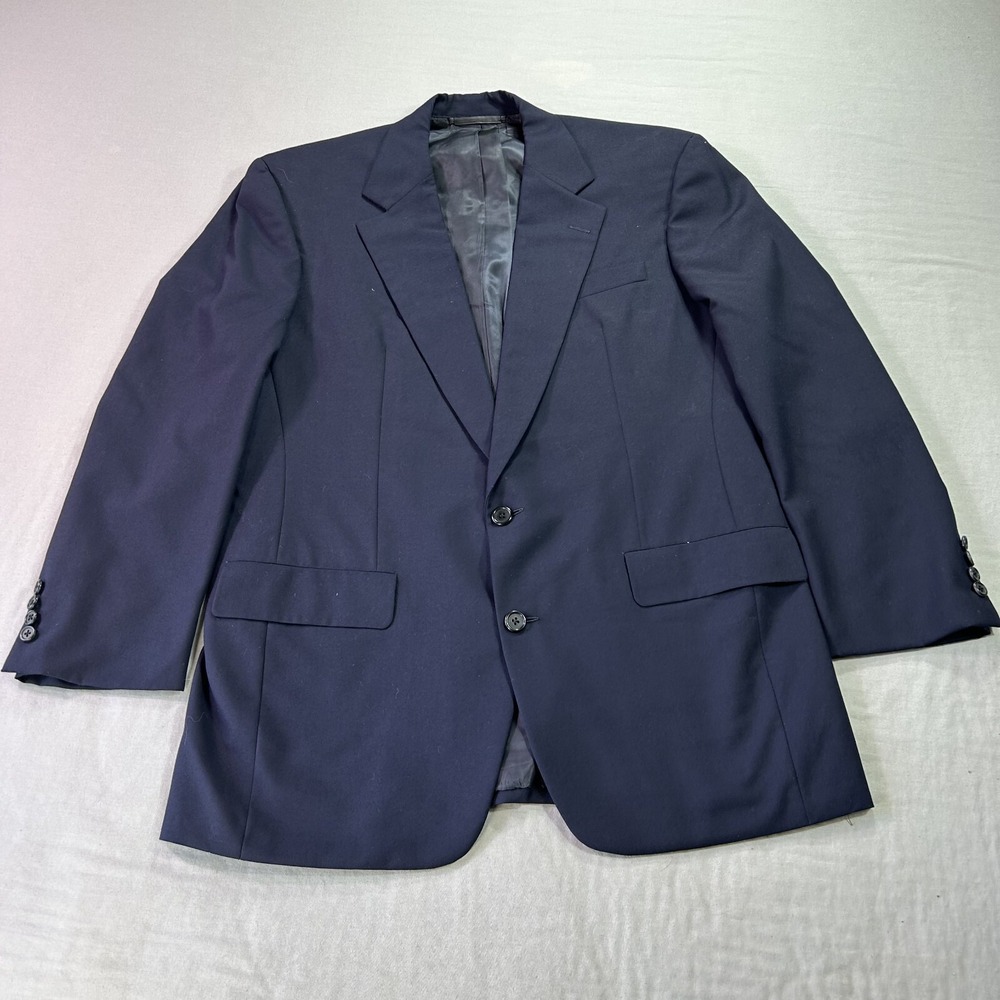 Hickey Freeman Blazer Mens 44R Blue Wool 2-Button Sport Coat Suit Jacket